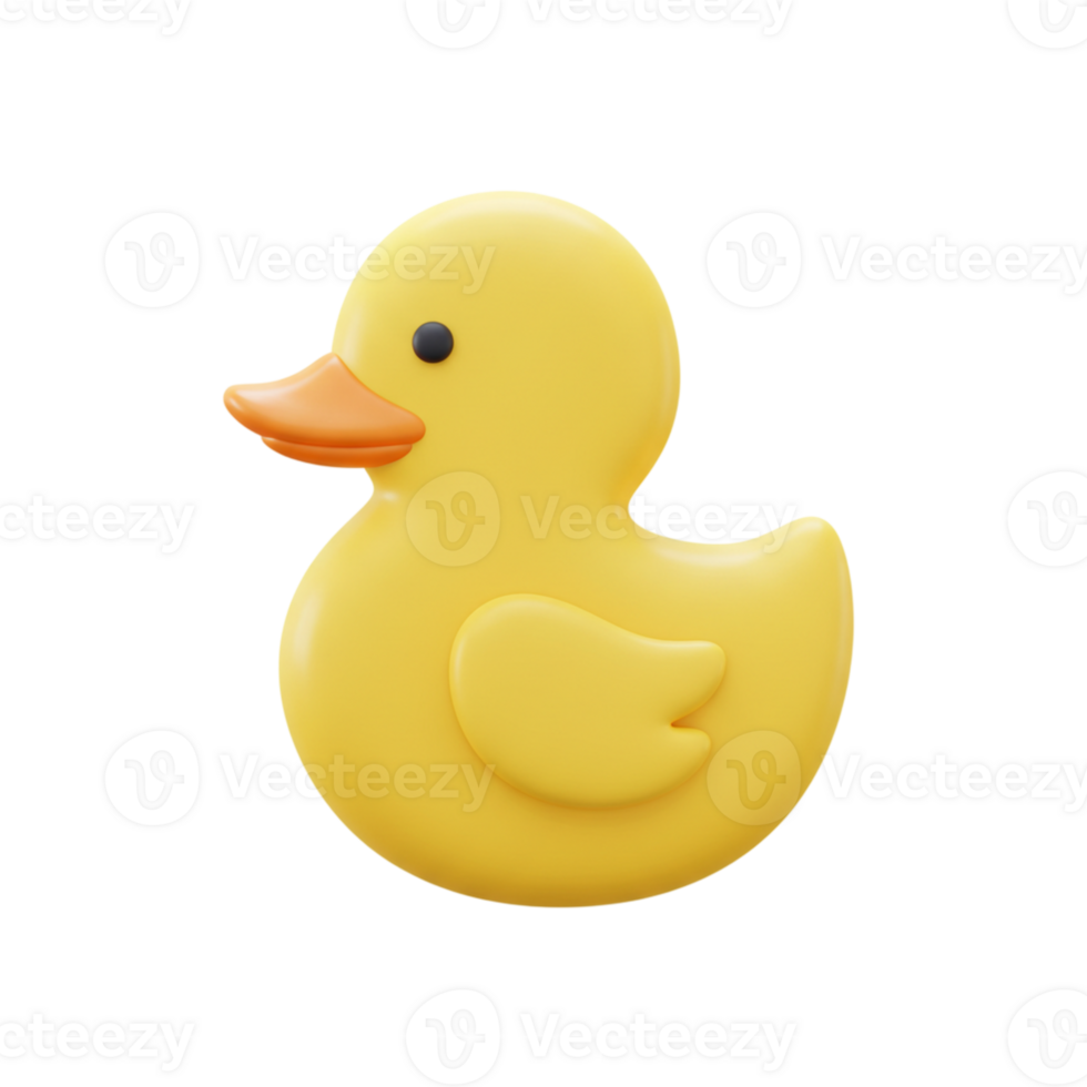 Adorable Yellow Rubber Duck Toy 3D Render Isolated Background Childrens Bath Fun Playtime Cute Baby png