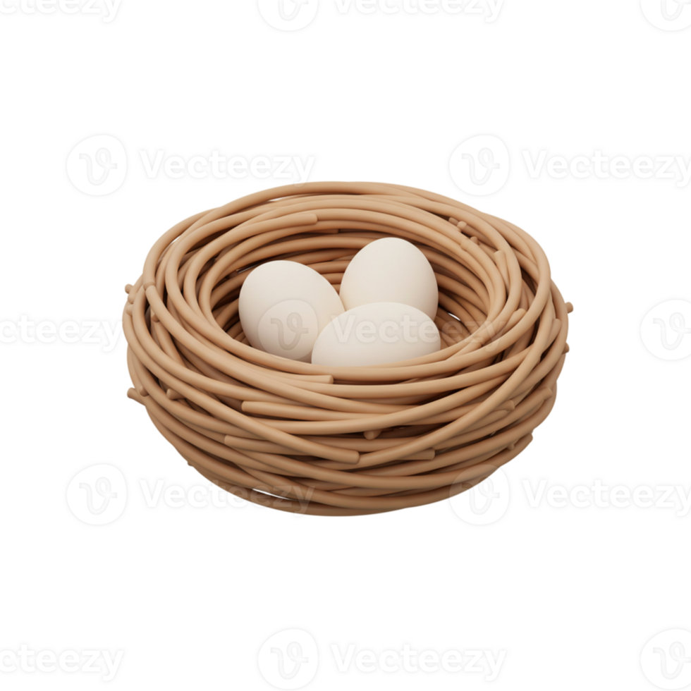 Three White Eggs in a Beige Nest Springtime Nature Still Life bird food cute calm home brown peace png