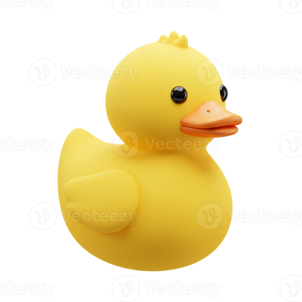Cute Yellow Rubber Ducky Bath Toy Adorable Cartoon 3D Render Fun Playtime Childrens Item Baby Kids png