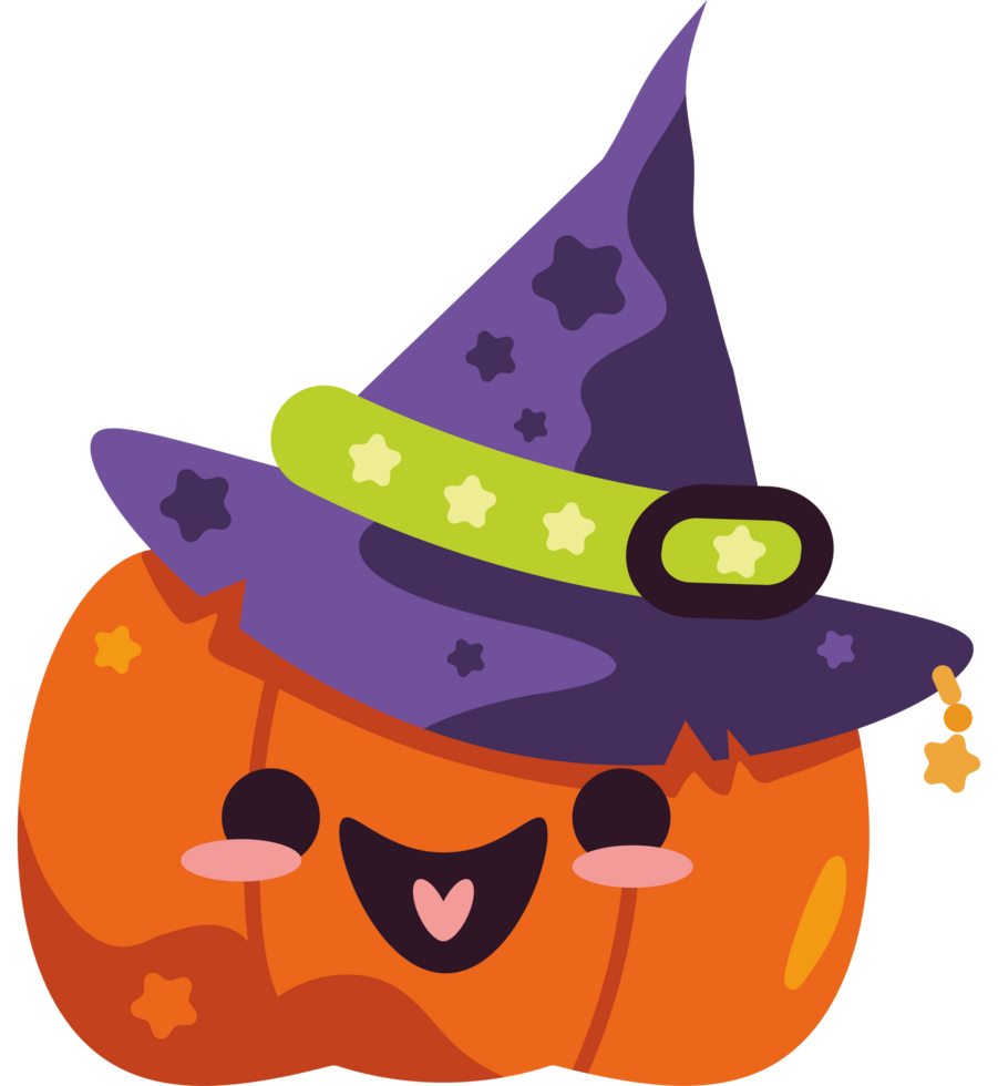 halloween kawaii pumpkin with hat png