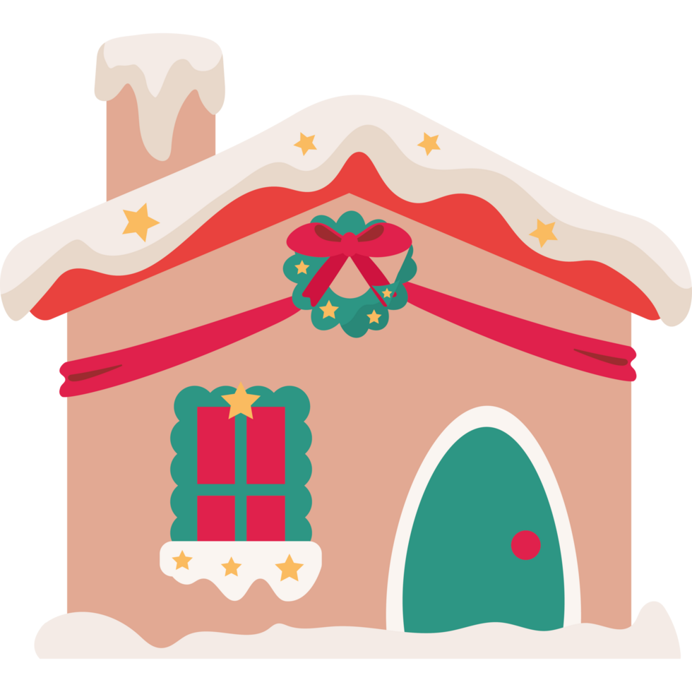christmas house with snow design png