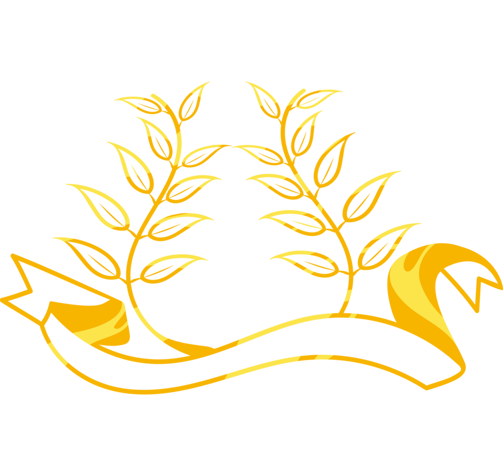 ribbon and leaves golden png