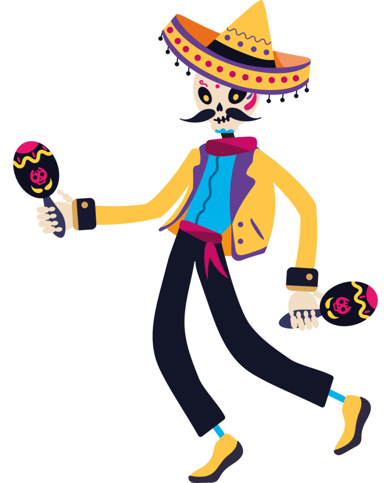 dia de los muertos skeleton character png