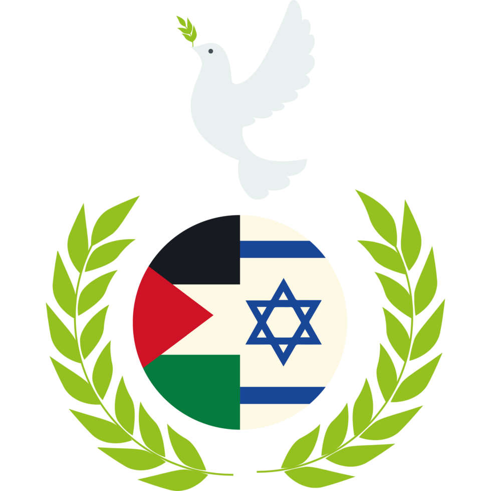 palestine and israel flags with peace dove png
