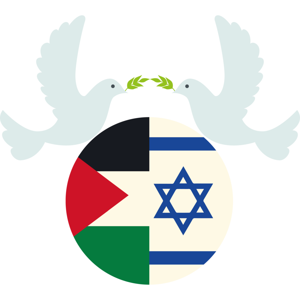 israel and palestine flags with peace doves png