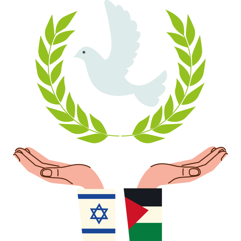 israel and palestine flags with hands protecting of peace png