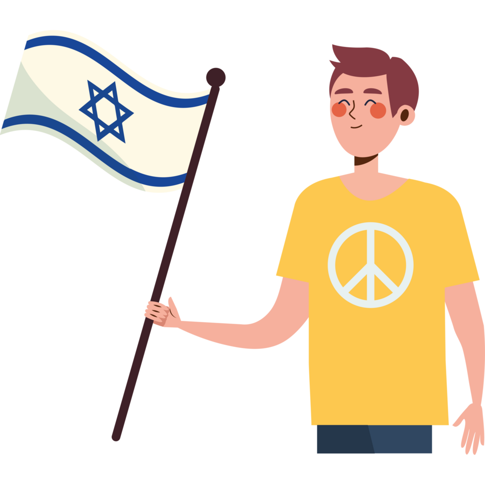 israel flag with pacifist man waving png