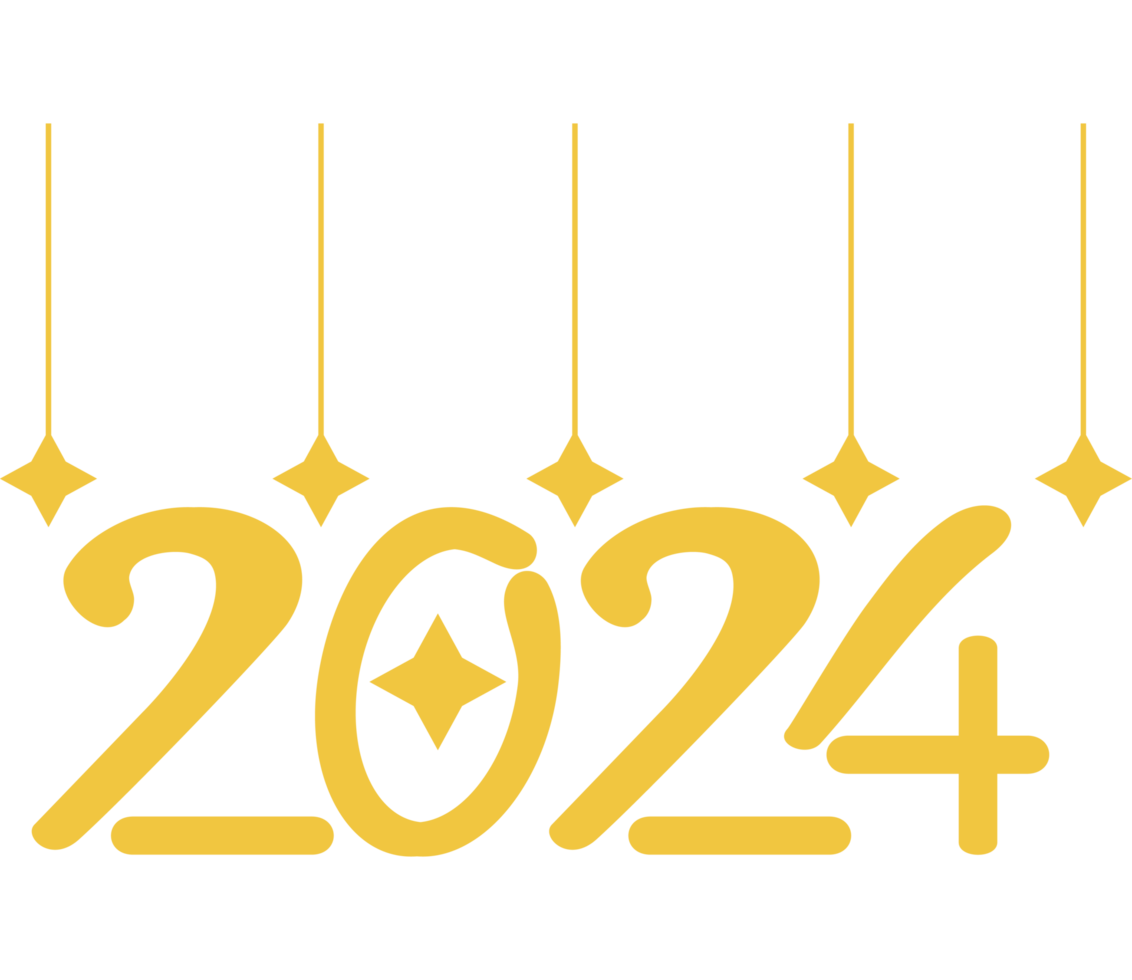 2024 number golden stars png