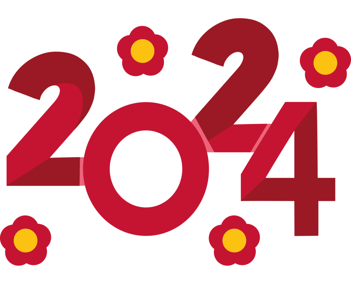2024 number with flowers png