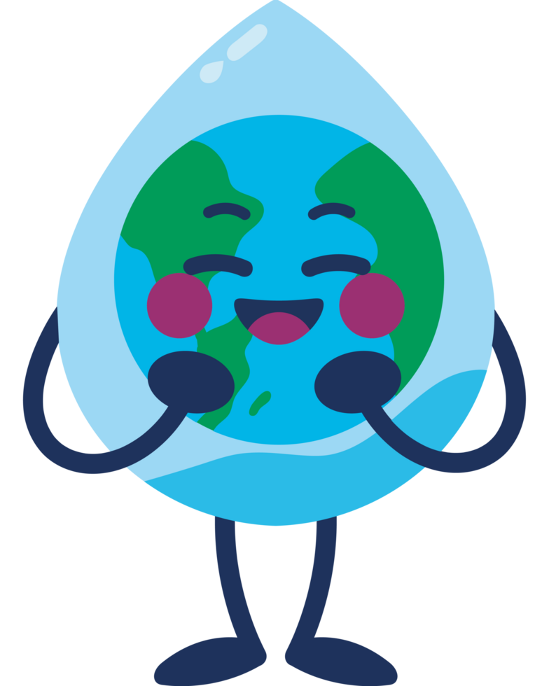 water day drop and earth cartoon png