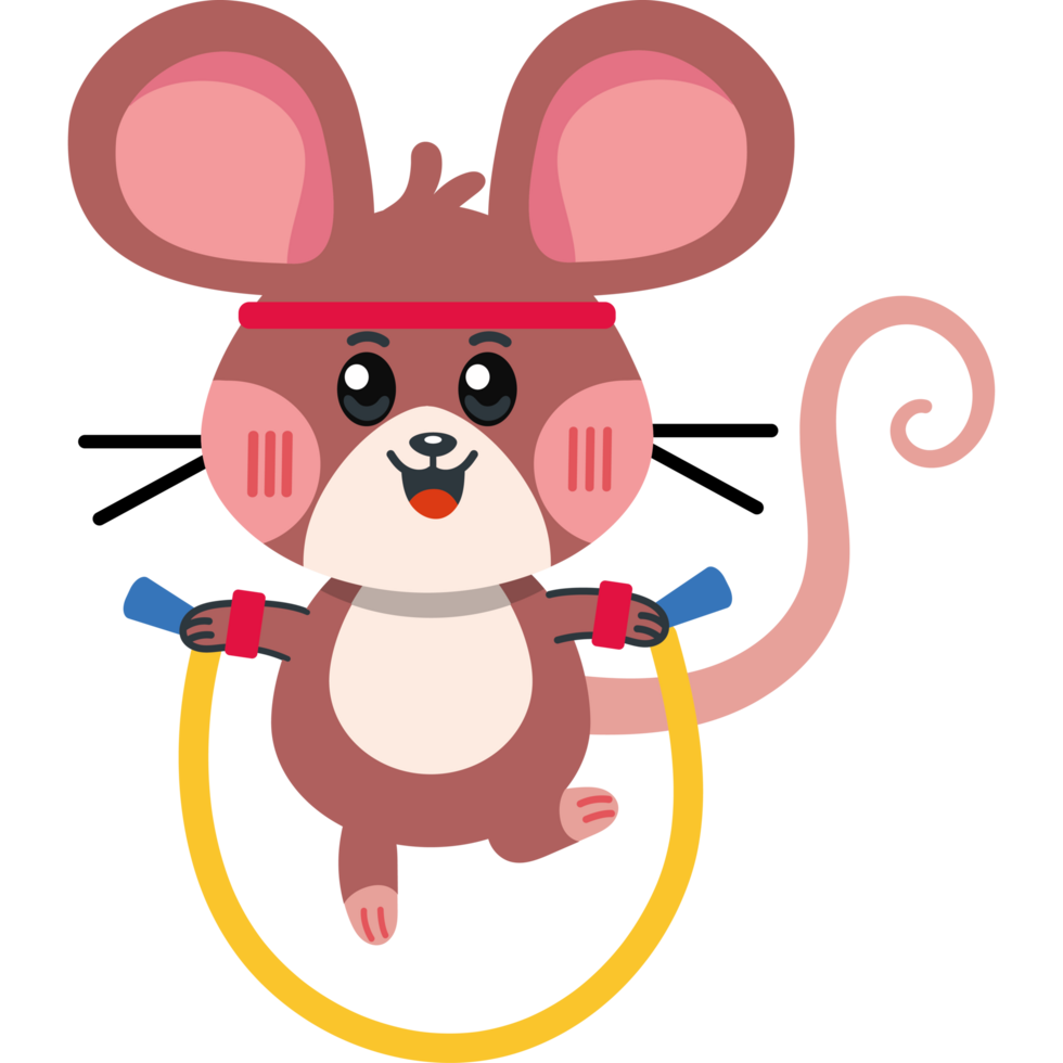 cute mouse with skipping rope png