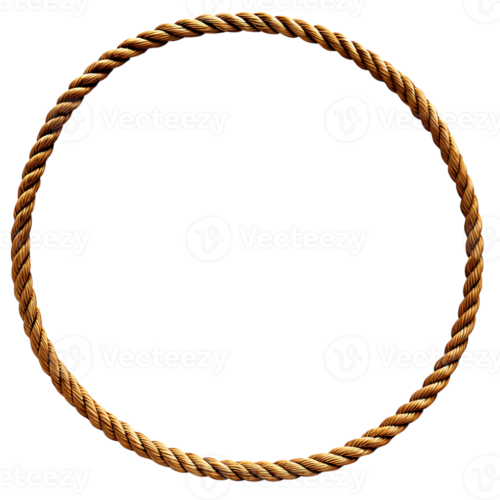 Golden Rope Circle Frame on Black Background A Decorative Element for Design Projects png