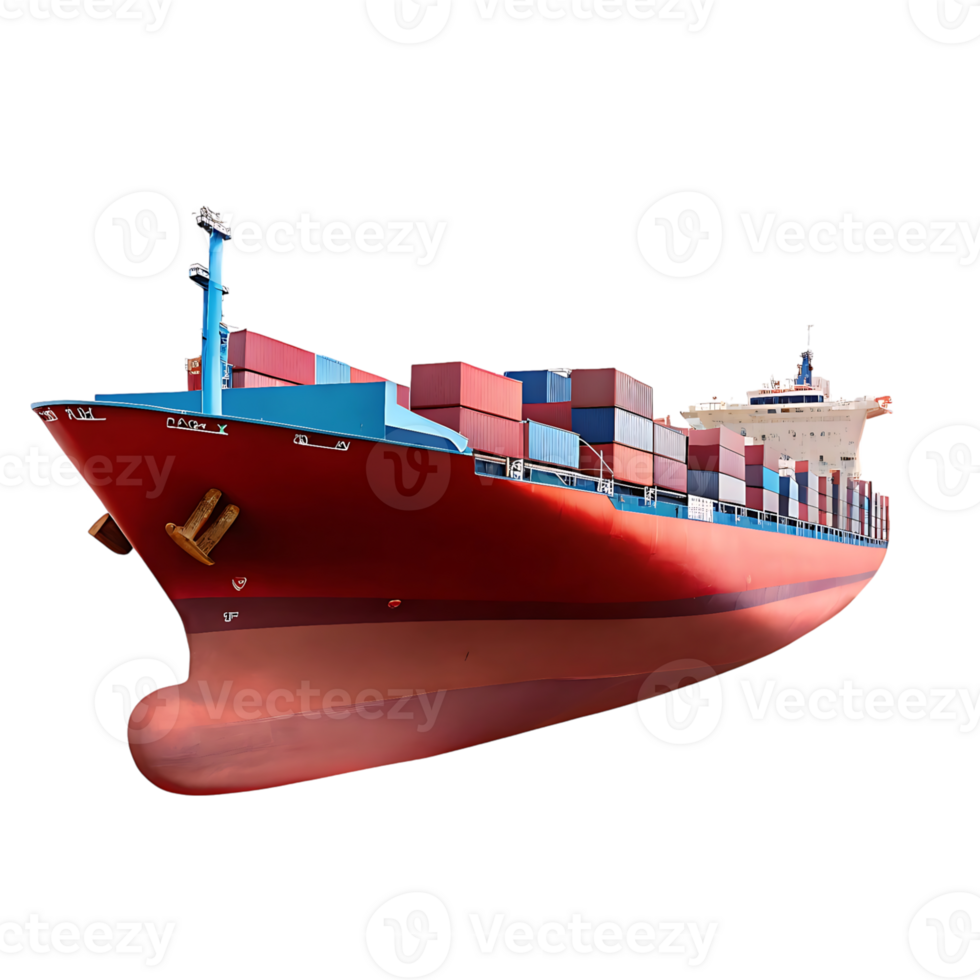 Large Container Ship Cargo Vessel at Sea Global Maritime Transportation png