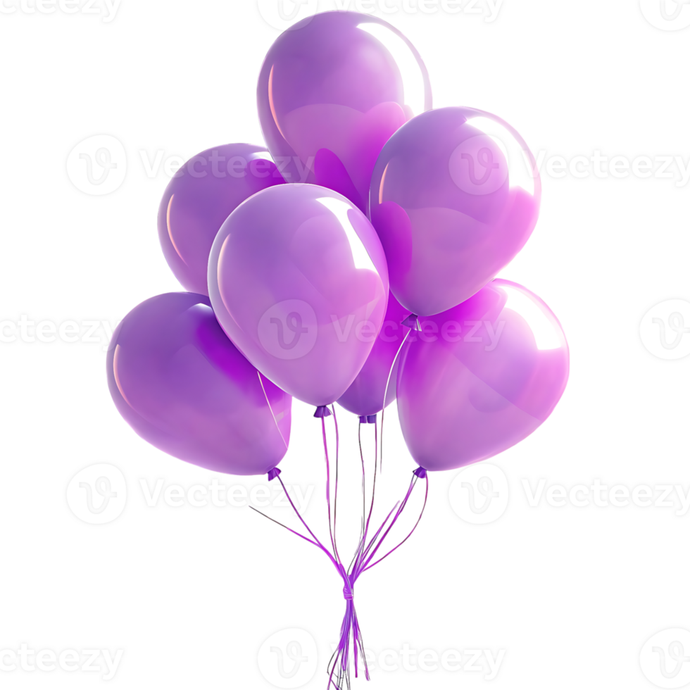 A Bunch of Shiny Purple Balloons Floating Against a Black Background png