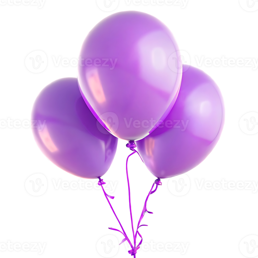 Three Purple Balloons Floating Against a Black Background A delightful of celebration png