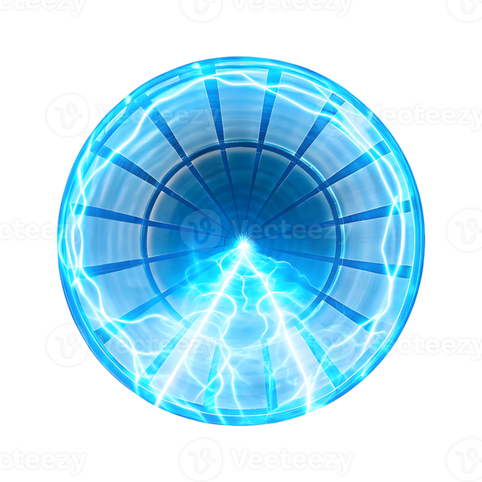 Abstract Blue Electric Sphere Energy Vortex Futuristic Technology Background png