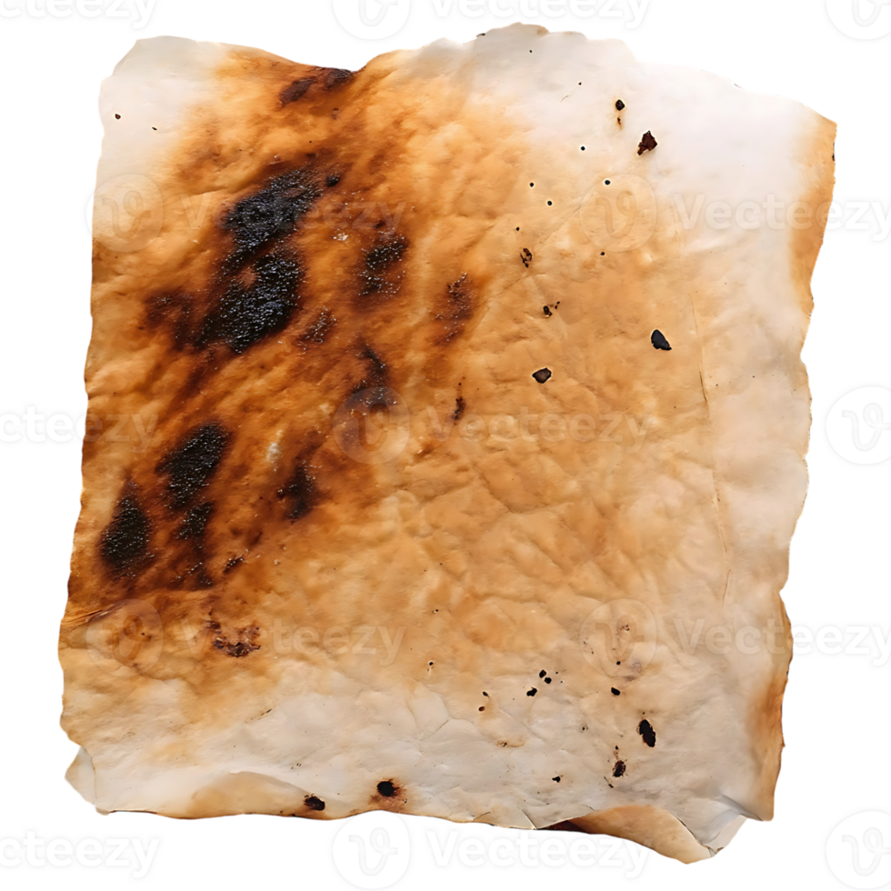 Charred and Burned Paper Texture Background Showing Scorched Edges and Brown Marks png