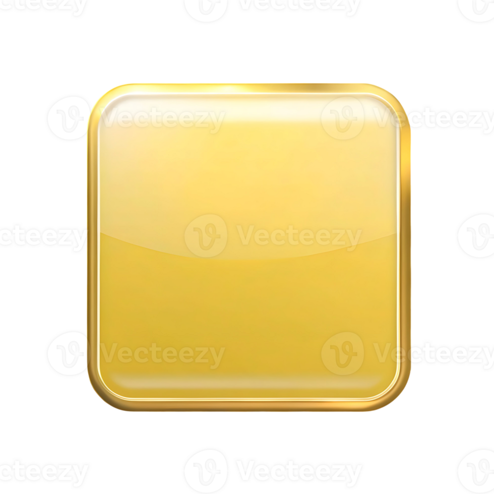 Shiny Golden Square Button App Icon Design Element Graphic png