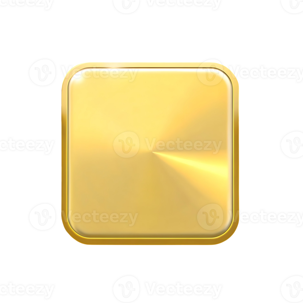 Shiny Golden Square Button App Icon Design Element png