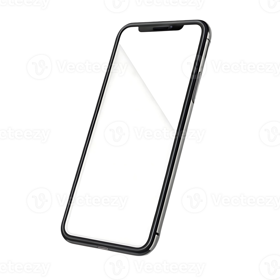 Modern Smartphone Mockup with Blank White Screen Displaying App Interface Design Technology png