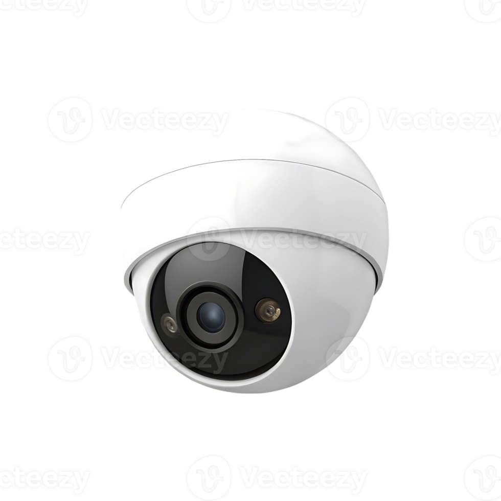 Modern White Spherical Security Camera with High Definition Lens png