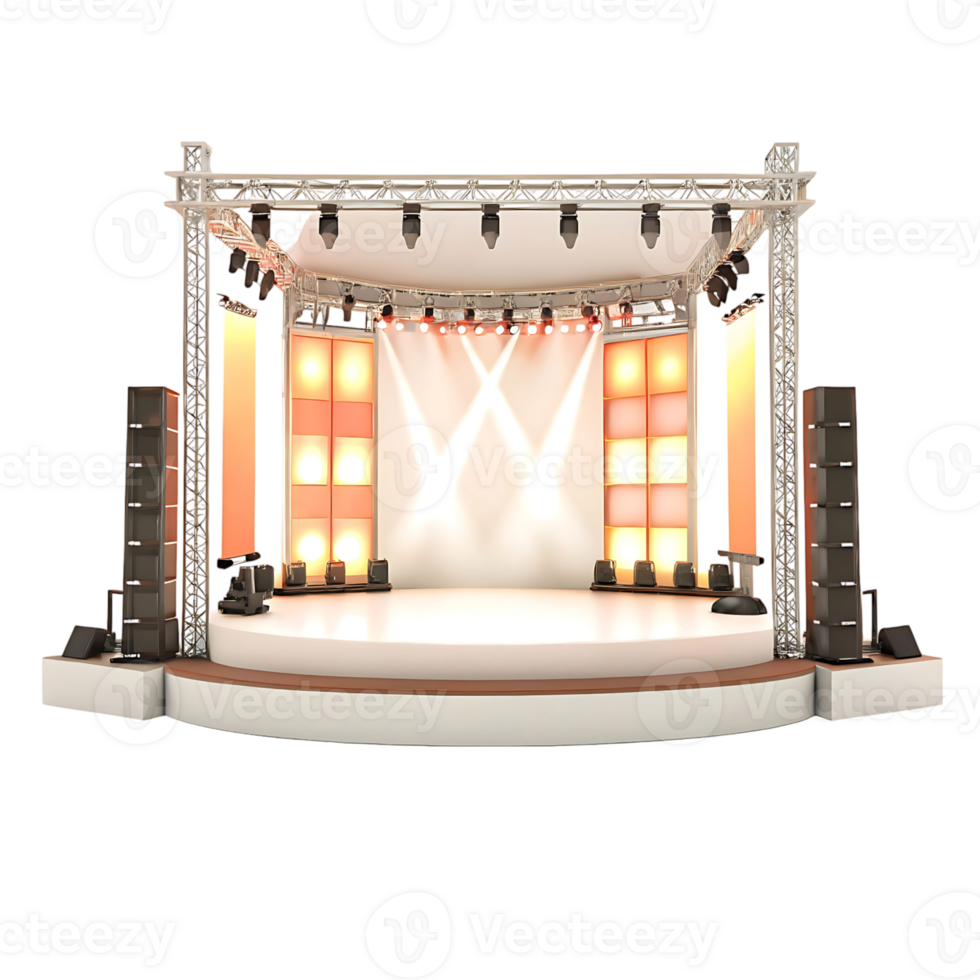 Modern Concert Stage Design with Lighting and Sound System png