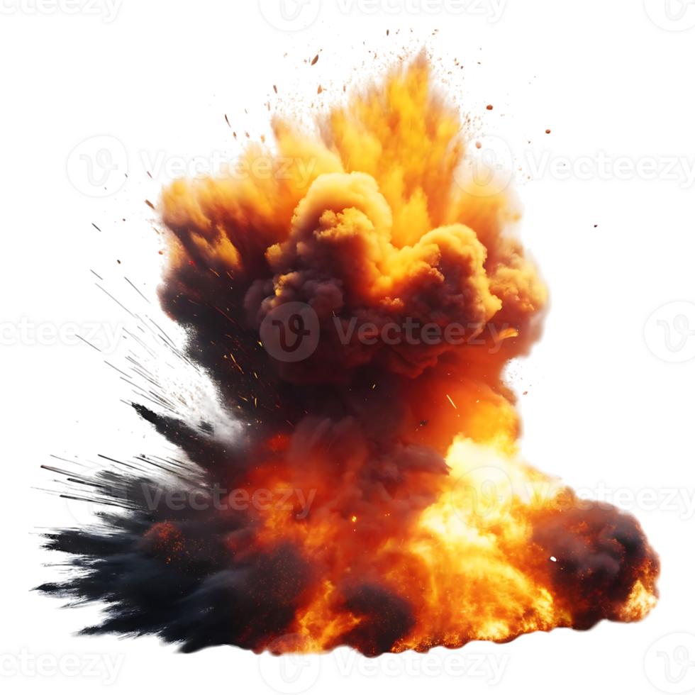 Fiery Explosion Massive Combustion Infernal Blast Dramatic Fireball Intense Heat Orange and Yellow Flames Black Background png