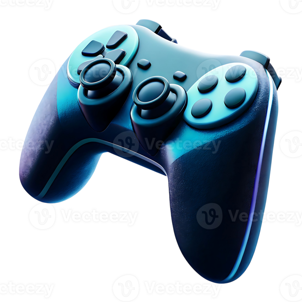 Futuristic Blue Gaming Controller Isolated on Black Background Modern Gamepad Design Element for Game Streaming Esports Tournament or Online Gaming png