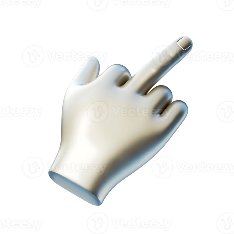 A 3D Render of a Metallic Hand Giving the Middle Finger Gesture png
