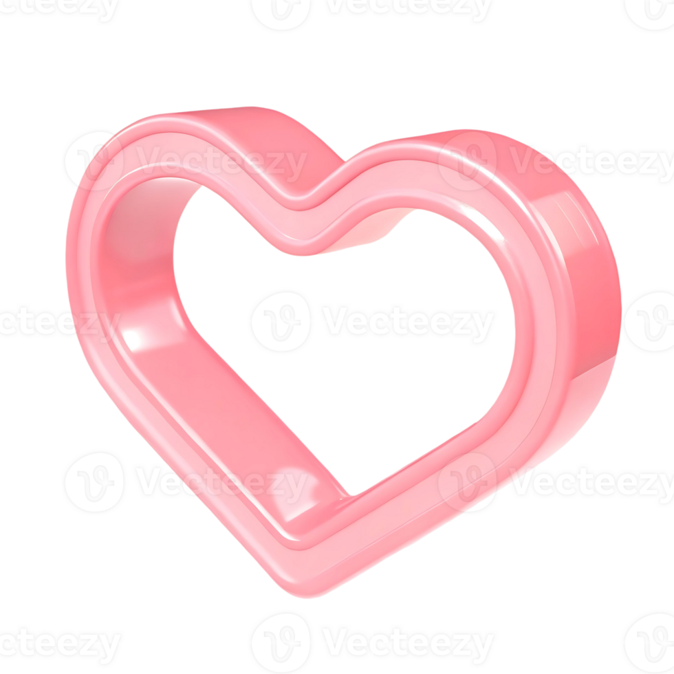 A Pink 3D Rendered Heart Shape Frame with a Glossy Finish and Smooth Curves png