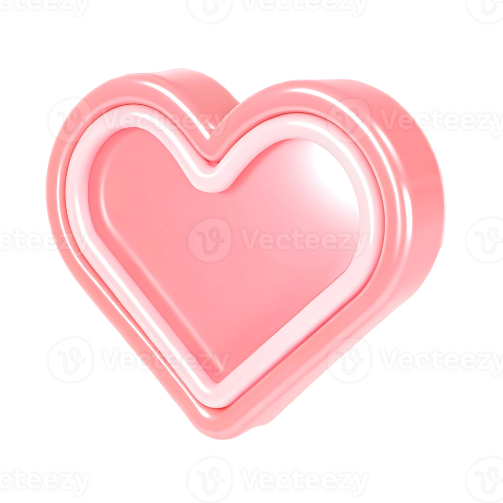 A Lovely Pink 3D Heart Shape with Double Outline png