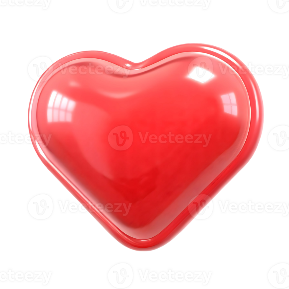 A Shiny Red Heart Shape 3D Render on Black Background Romantic Love Symbol png