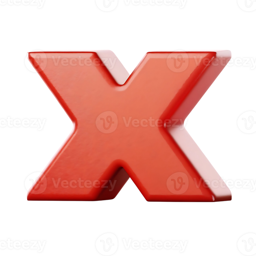 A Bold Red Three Dimensional Letter X on a Black Background png