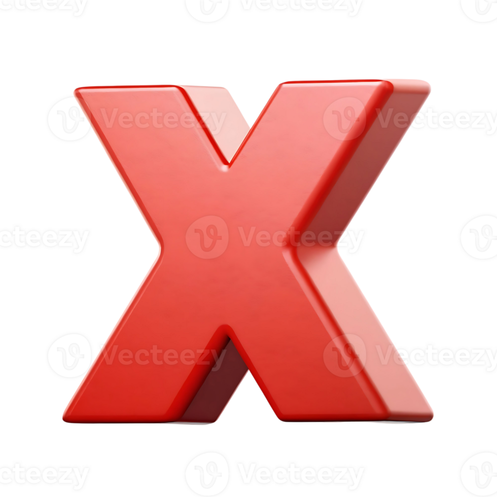 A Red Three Dimensional Letter X Graphic png