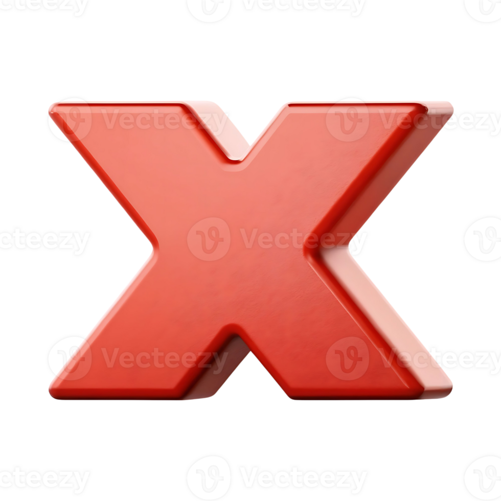 A Red Three Dimensional Letter X on a Black Background png