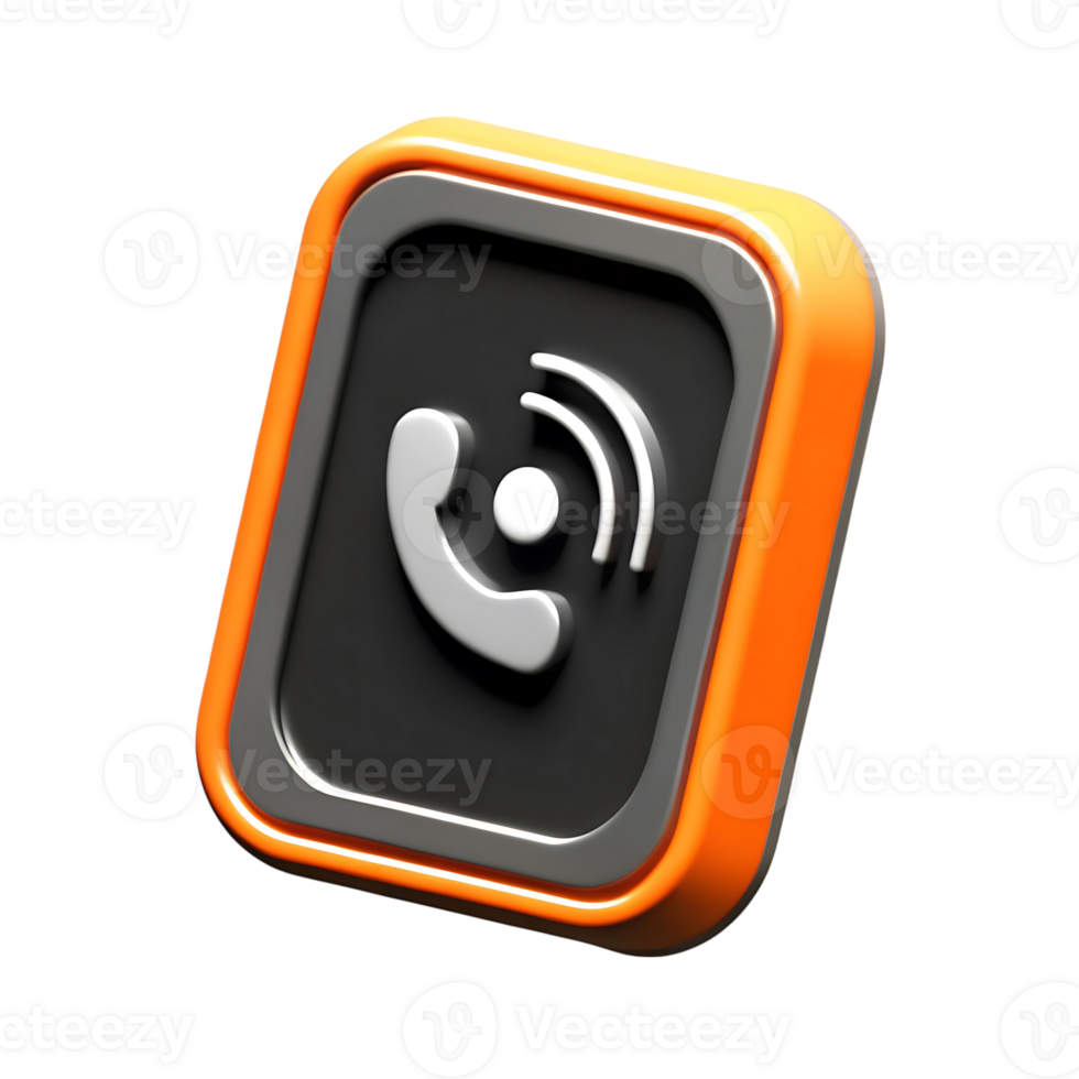 Three Dimensional Orange and Gray Incoming Call Button Icon png