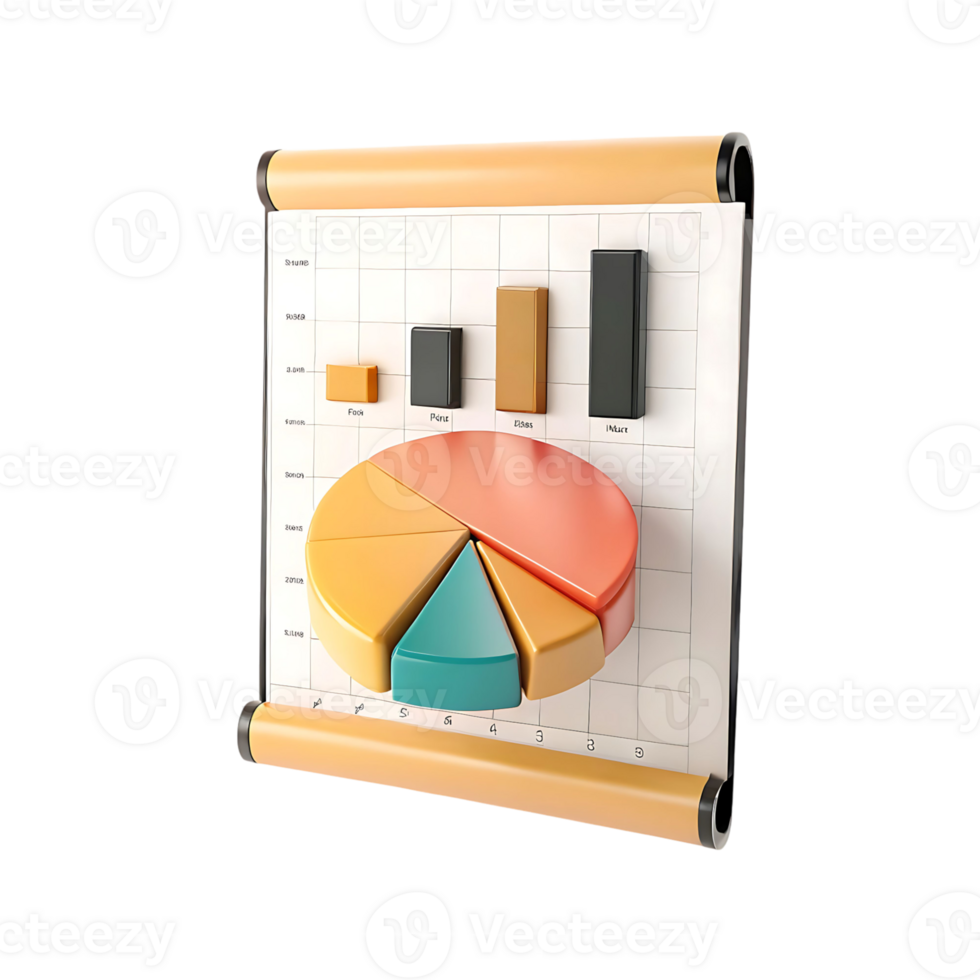 3D Bar and Pie Chart Financial Data Visualization Showing Monthly Sales Performance png