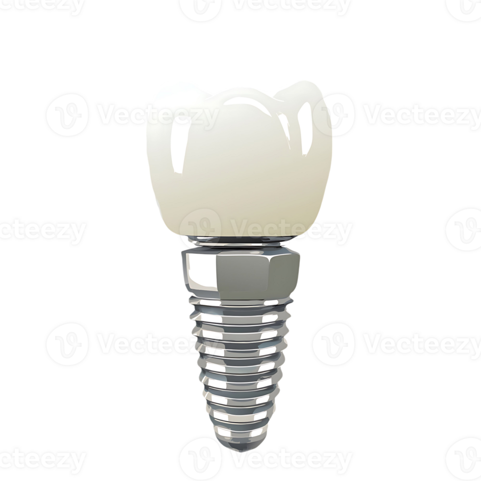 Dental Implant Crown and Abutment High Resolution 3D Render png