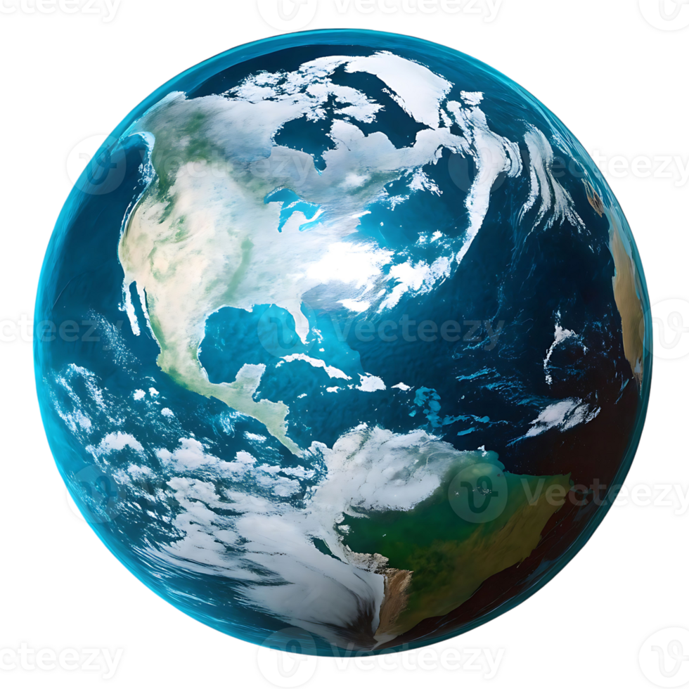 Stunning Satellite Image of Planet Earth Showing North and South America and Surrounding Oceans png