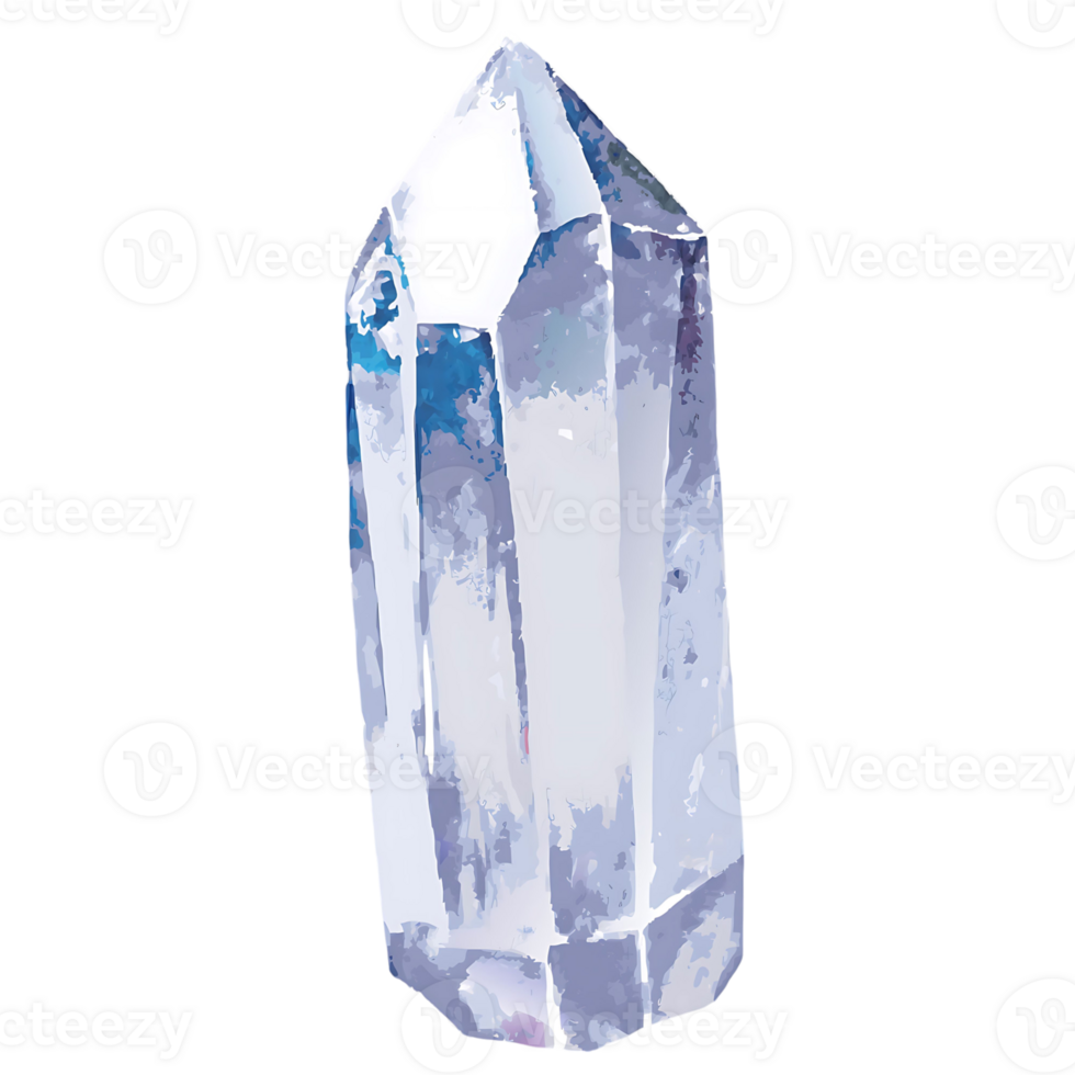 A Stunning Watercolor Painting of a Crystal Quartz Point Tower png