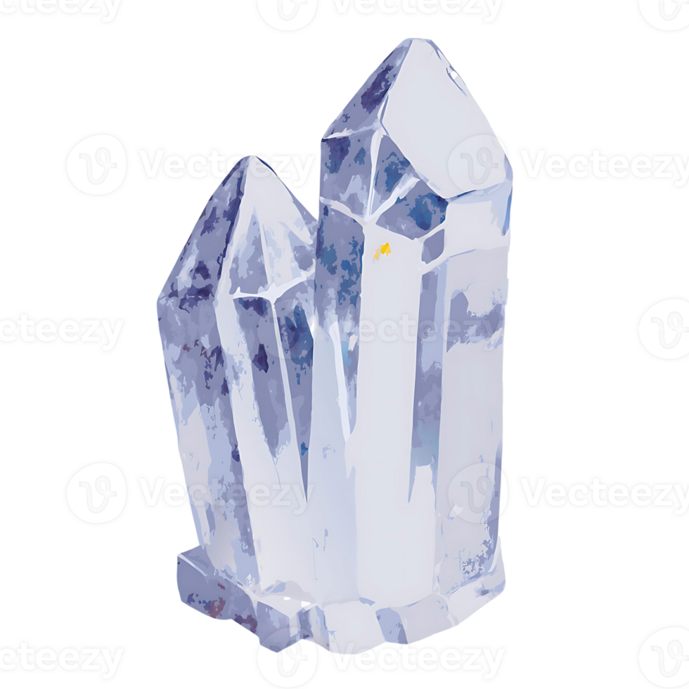 Stunning Watercolor Painting of a Crystalline Cluster of Quartz Crystals png