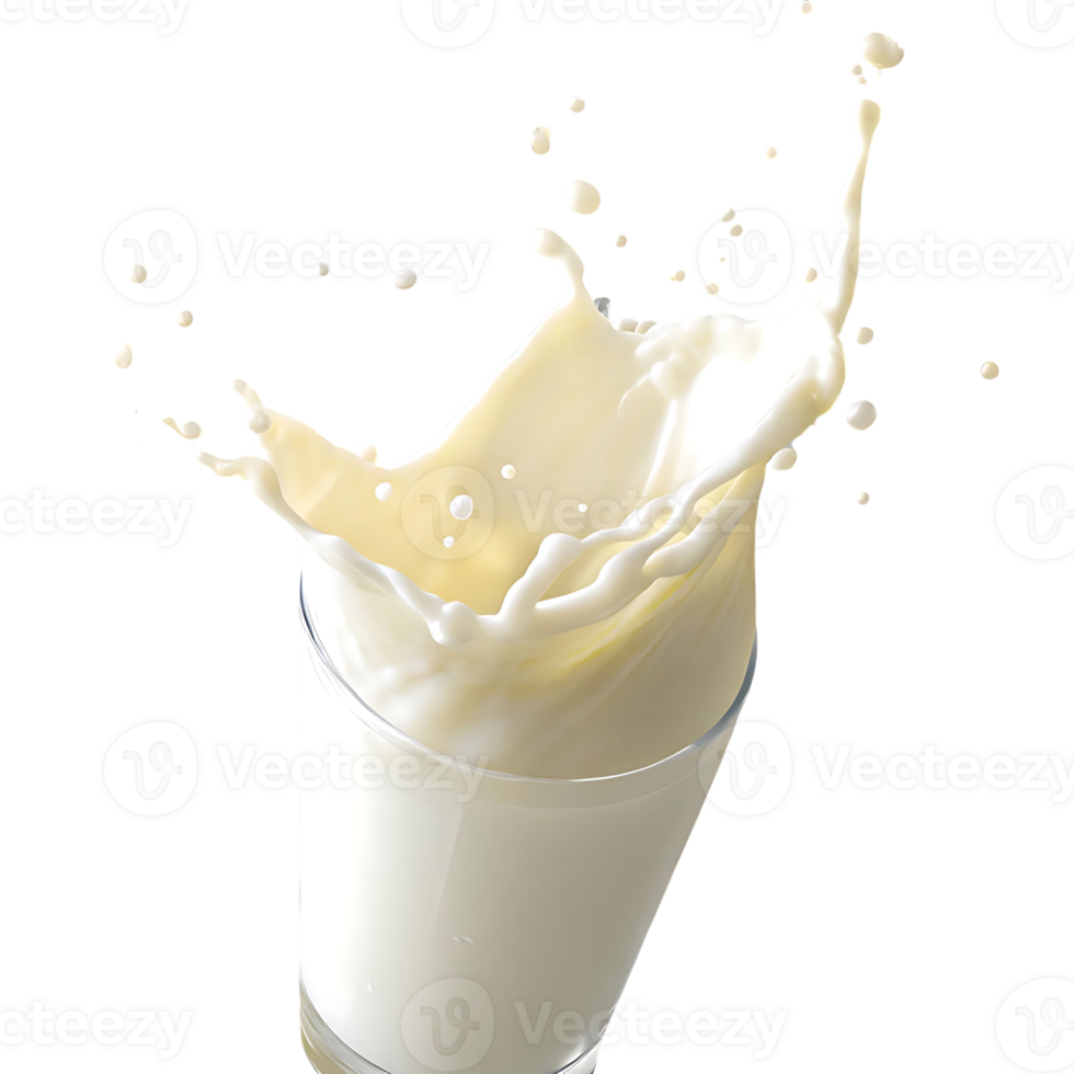 Dynamic Splash of Milk in a Glass A refreshing image of creamy milk creating a vibrant splash in a clear glass against a black background png