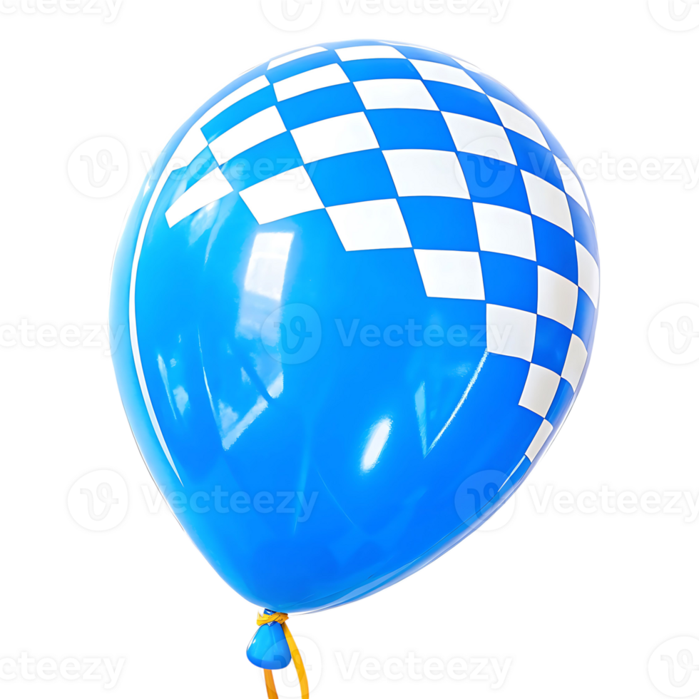 A Shiny Blue Balloon with a Checkered Pattern on a Black Background png
