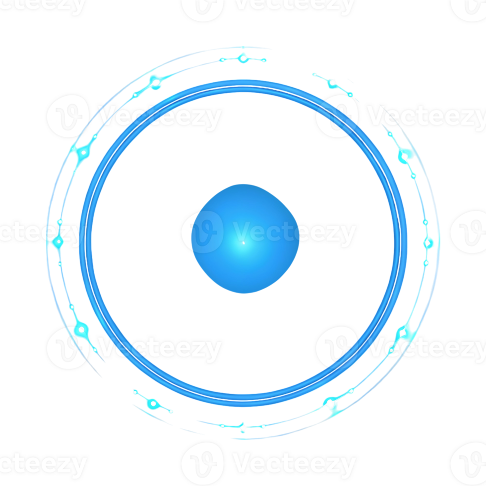 Abstract Circular Design with Glowing Blue Rings and Central Orb png