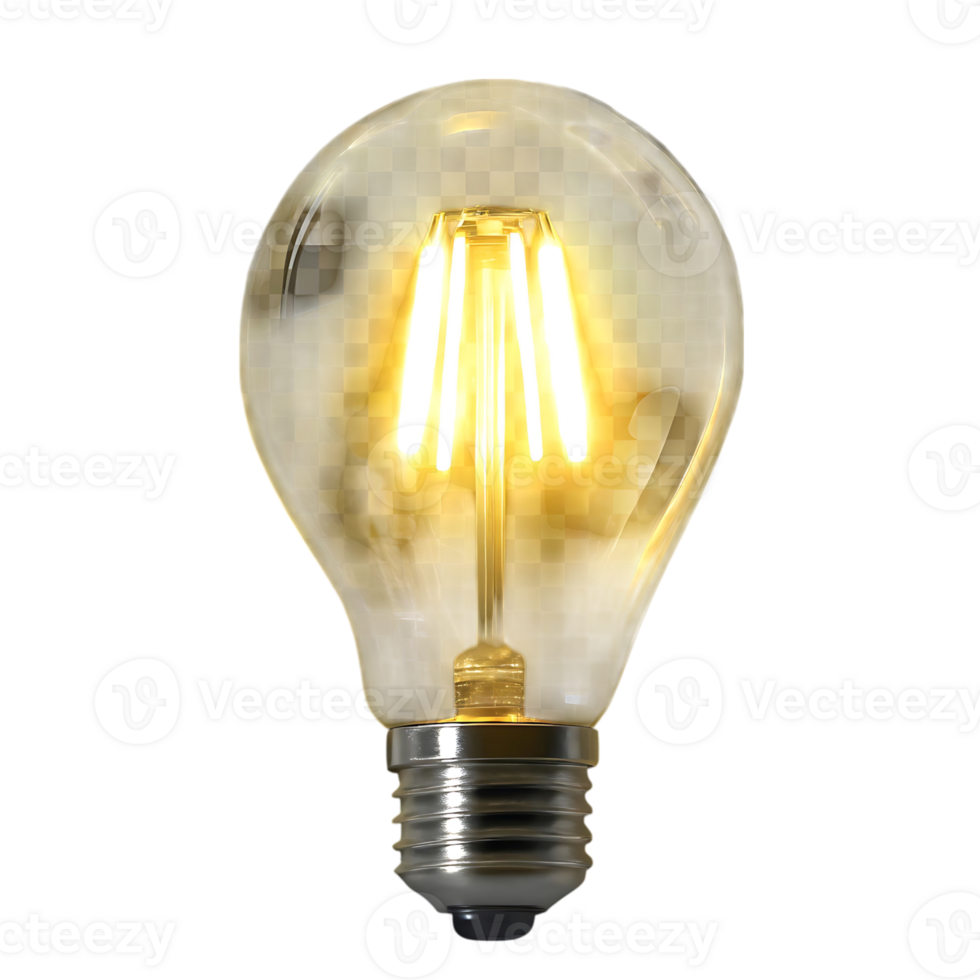 Glowing LED Light Bulb with Filament Design Energy Efficient Lighting png