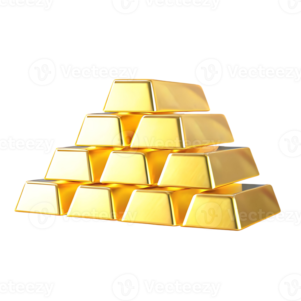 A Pyramid of Gleaming Gold Bars on Black Background Wealth Luxury Fortune Success png