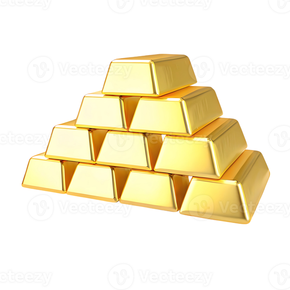 A Stunning Pyramid of Gleaming Gold Bars Against a Black Background png