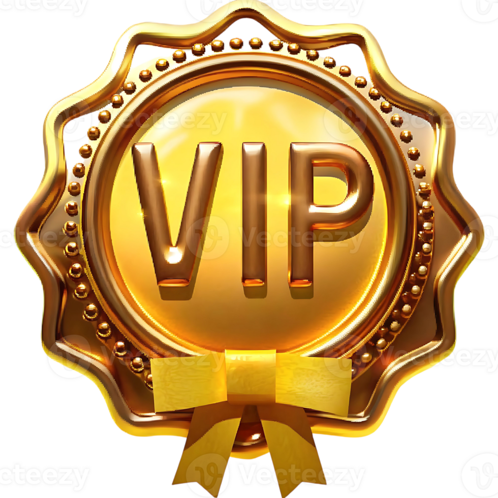 Gold VIP Award Seal with Yellow Bow Exclusive Membership Recognition Premium Status Luxury Emblem png