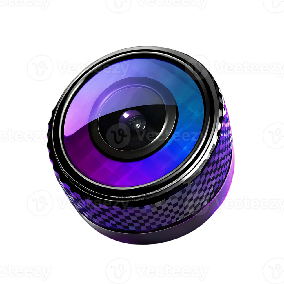 Highresolution Closeup of a Futuristic Camera Lens with Purple and Blue Gradient png