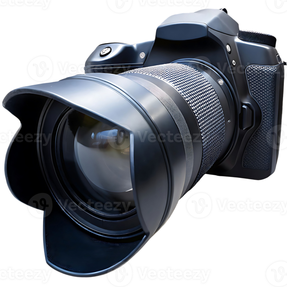 Professional DSLR Camera with Large Lens and Hood, HighResolution Photography Equipment, Advanced Imaging Technology png